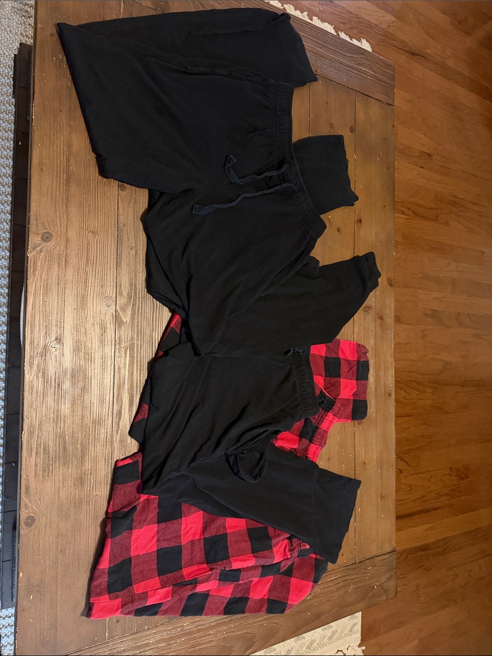 Men's Black Jogger Sweatpants with Red Buffalo Plaid Lining